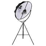 Торшер в виде прожектора с круглым тканевым абажуром на треноге черного цвета Radiance Éclat варинант исполнения - 2 | Loft Concept в Рязани