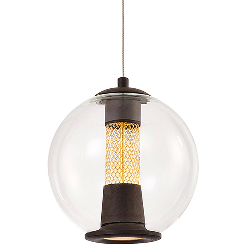 Подвесной светильник с плафоном в форме шара Inner Gleam Orb black Черный Прозрачное Стекло Золотой Подвесной светильник с плафоном в форме шара Inner Gleam Orb black Черный Прозрачное Стекло Золотой в Рязани | Loft Concept