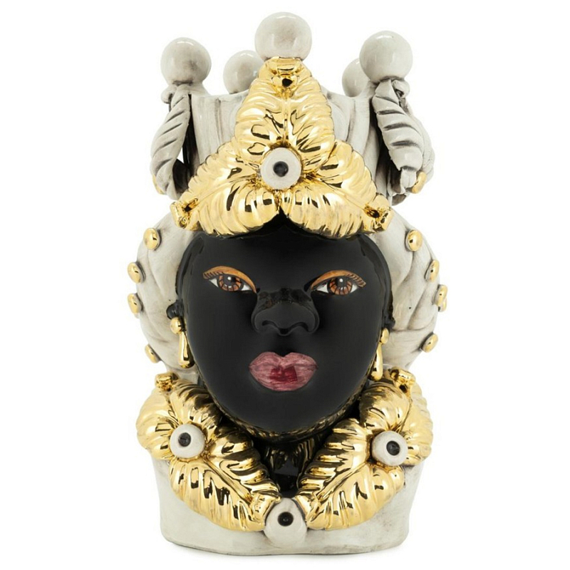 Ваза Vase Moro Lady Eve Gold Черный Бежевый Золотой Ваза Vase Moro Lady Eve Gold Черный Бежевый Золотой в Рязани | Loft Concept