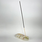 Подставка под благовония из эпоксидной смолы с цветами белая Epoxy Resin Flowers Incense Oval Stand White варинант исполнения - 3 | Loft Concept в Рязани