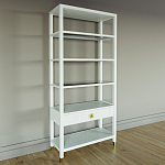 Стеллаж Elsa Dreams White со стеклянными полками и ящиком варинант исполнения - 1 | Loft Concept в Рязани