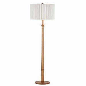 Торшер с фактурным абажуром на деревянном основании Pleated Floor Lamp