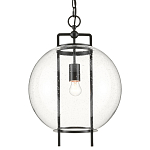 Подвесной светильник в форме шара из прозрачного стекла на линейном черном каркасе  Glass Ball with Seeds варинант исполнения - 2 | Loft Concept в Рязани