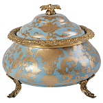 Шкатулка голубого цвета с золотым растительным узором Eden Garden варинант исполнения - 1 | Loft Concept в Рязани