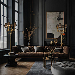 Настольная лампа на металлическом основании бронзового цвета с 4-мя черными конусовидными абажурами Dignity варинант исполнения - 5 | Loft Concept в Рязани