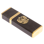 Флешка на 16 гб с декоративной металлической вставкой Герба РФ из натурального камня Обсидиан Черный Stone Flash Drive варинант исполнения - 1 | Loft Concept в Рязани