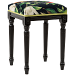 Банкетка из натурального бука черная с изображением птиц и цветов Blooming Birds2 варинант исполнения - 3 | Loft Concept в Рязани