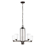 Люстра бронзового цвета с 5-ю матовыми стеклянными плафонами Generation Lighting варинант исполнения - 2 | Loft Concept в Рязани