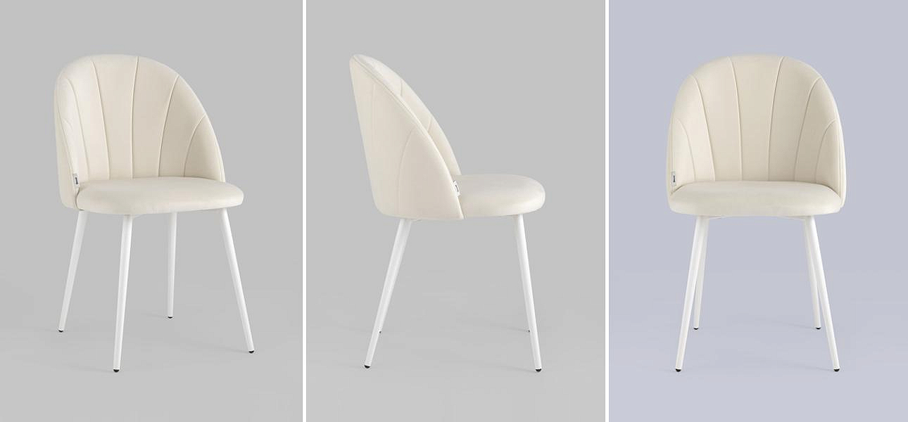 Стул Balsari S Chair Молочный Велюр Белые ножки Стул Balsari S Chair Молочный Велюр Белые ножки - Loft-Concept в Рязани
