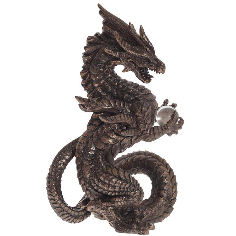 Декоративная статуэтка Дракон Dark Bronze Dragon Holding Sphere Statuette Коричневый Темная бронза Декоративная статуэтка Дракон Dark Bronze Dragon Holding Sphere Statuette Коричневый Темная бронза в Рязани | Loft Concept