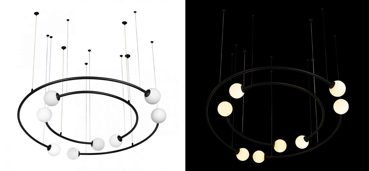 Дизайнерская Модульная Люстра PLANETARY two rings Black 100 см Дизайнерская Модульная Люстра PLANETARY two rings Black 100 см - Loft-Concept в Рязани