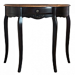 Консоль черная полукруглая из массива березы с ящиком и состаренным эффектом Vintage варинант исполнения - 1 | Loft Concept в Рязани