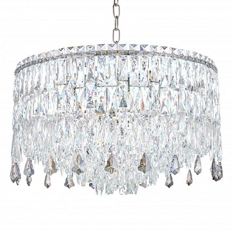 Люстра круглая с хрустальными подвесками на серебряном каркасе Roul Crystal Light Хром Прозрачный Люстра круглая с хрустальными подвесками на серебряном каркасе Roul Crystal Light Хром Прозрачный в Рязани | Loft Concept