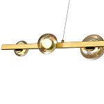 Люстра светодиодная линейная с 6-ю круглыми плафонами коньячного цвета Iona Chandelier Brass  варинант исполнения - 2 | Loft Concept в Рязани