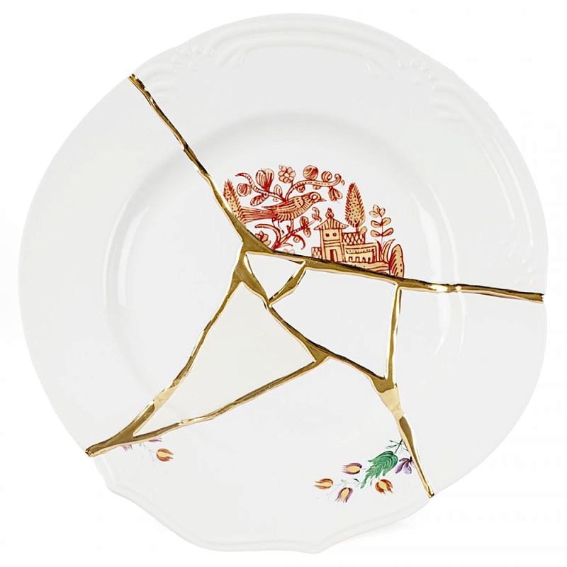 Тарелка Seletti Kintsugi Белый Золотой Мульти Тарелка Seletti Kintsugi Белый Золотой Мульти в Рязани | Loft Concept