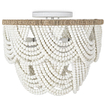 Круглый потолочный светильник с подвесками из круглых деревянных бусин Wooden Beads White Ceiling Lamp варинант исполнения - 2 | Loft Concept в Рязани