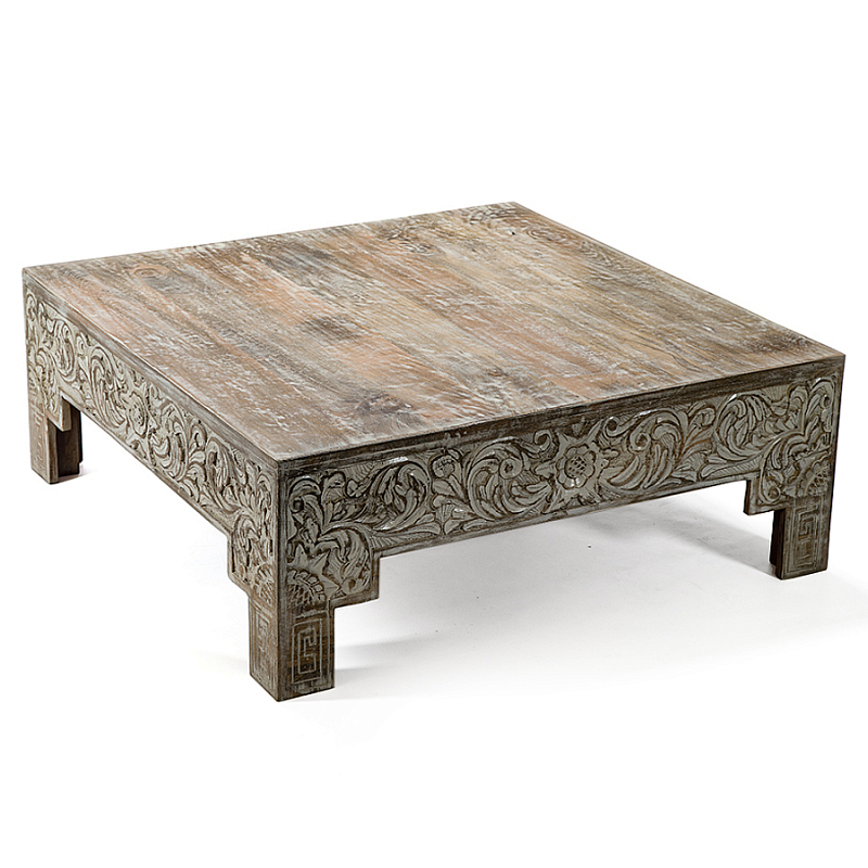 Кофейный стол Carved Сoffee table ручная резьба по дереву Коричневый винтаж в Рязани | Loft Concept 