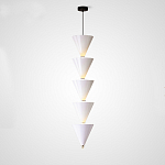 Подвесной светильник светодиодный в виде ряда белых металлических конусов  Herringbone варинант исполнения - 3 | Loft Concept в Рязани