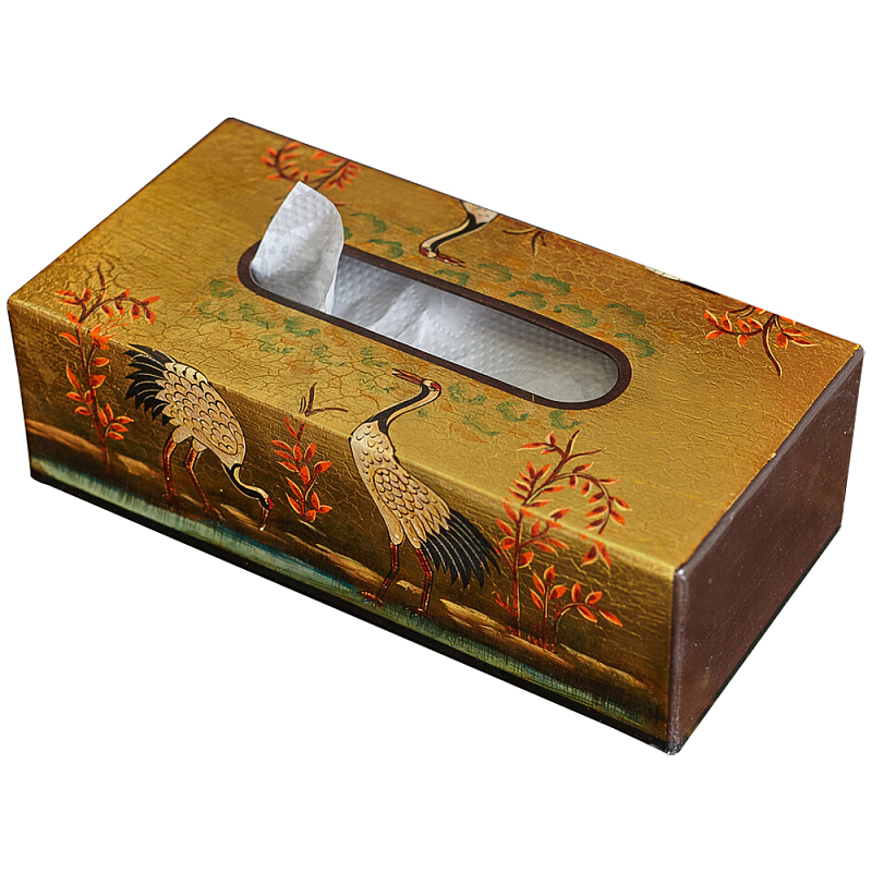 Салфетница в стиле Шинуазри Chinoiserie Golden Cranes Tissue Box Золотой Коричневый Мульти Салфетница в стиле Шинуазри Chinoiserie Golden Cranes Tissue Box Золотой Коричневый Мульти в Рязани | Loft Concept