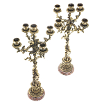 Подсвечники из бронзы на 10 свечей на подставке из камня креноид Stone Candlestick варинант исполнения - 2 | Loft Concept в Рязани