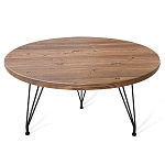 Стол журнальный c коричневой круглой столешницей на трех металлических ножках Charm Coffee Table варинант исполнения - 1 | Loft Concept в Рязани