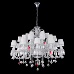 Люстра многоярусная с 30-ю белыми текстильными абажурами и хрустальными подвесками Lustre Reverie варинант исполнения - 2 | Loft Concept в Рязани