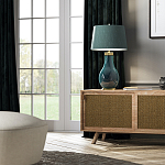 Настольная лампа с коническим дымчато-зелёным абажуром из искусственного шёлка Quintiesse варинант исполнения - 3 | Loft Concept в Рязани