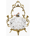 Конфетница с бронзовой ручкой и фарфоровой птичкой на крышке Eden Garden варинант исполнения - 1 | Loft Concept в Рязани