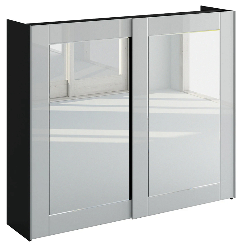 Шкаф-купе White Crystal Черный Белый Зеркало в Рязани | Loft Concept 