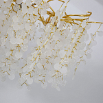 Люстра подвесная с золотистыми ветками и стеклянными подвесками в виде листьев Длина 130 см FAIRYTREE Light варинант исполнения - 4 | Loft Concept в Рязани