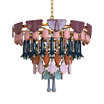 Люстра круглая с декором из разноцветных элементов в виде листьев Changing Seasons варинант исполнения - 10 | Loft Concept в Рязани