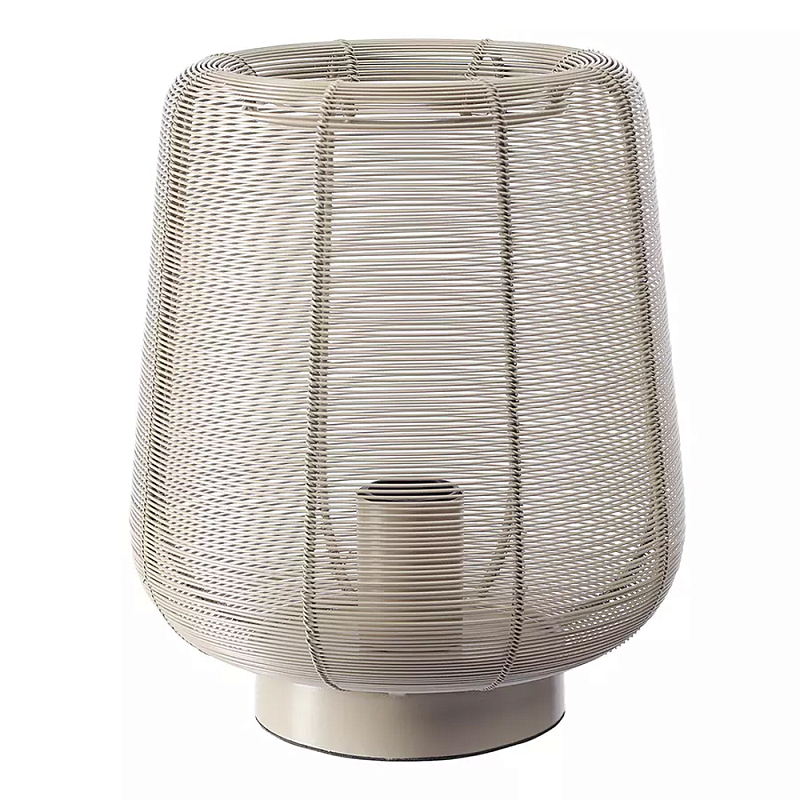 Настольная лампа с плетеным металлическим плафоном Wicker Iron Lamp Бежевый Черный в Рязани | Loft Concept 