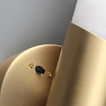 Бра с вытянутым цилиндрическим плафоном из белого алебастра на круглом основании Латунь Cryptocrystalline Stone варинант исполнения - 3 | Loft Concept в Рязани