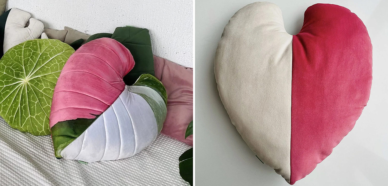 Декоративная подушка Botanical Cushion Filodendron Pink Princess Декоративная подушка Botanical Cushion Filodendron Pink Princess - Loft-Concept в Рязани