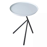 Столик приставной с круглой серой столешницей и черным основанием Round Stable Table варинант исполнения - 2 | Loft Concept в Рязани