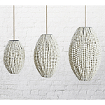 Подвесной светильник вертикальной овальной формы украшенный белыми круглыми бусинами Gradient Oval Pendant Lamp White варинант исполнения - 1 | Loft Concept в Рязани