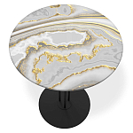 Стол журнальный с круглой столешницей из стекла Gray and Gold Marble варинант исполнения - 2 | Loft Concept в Рязани