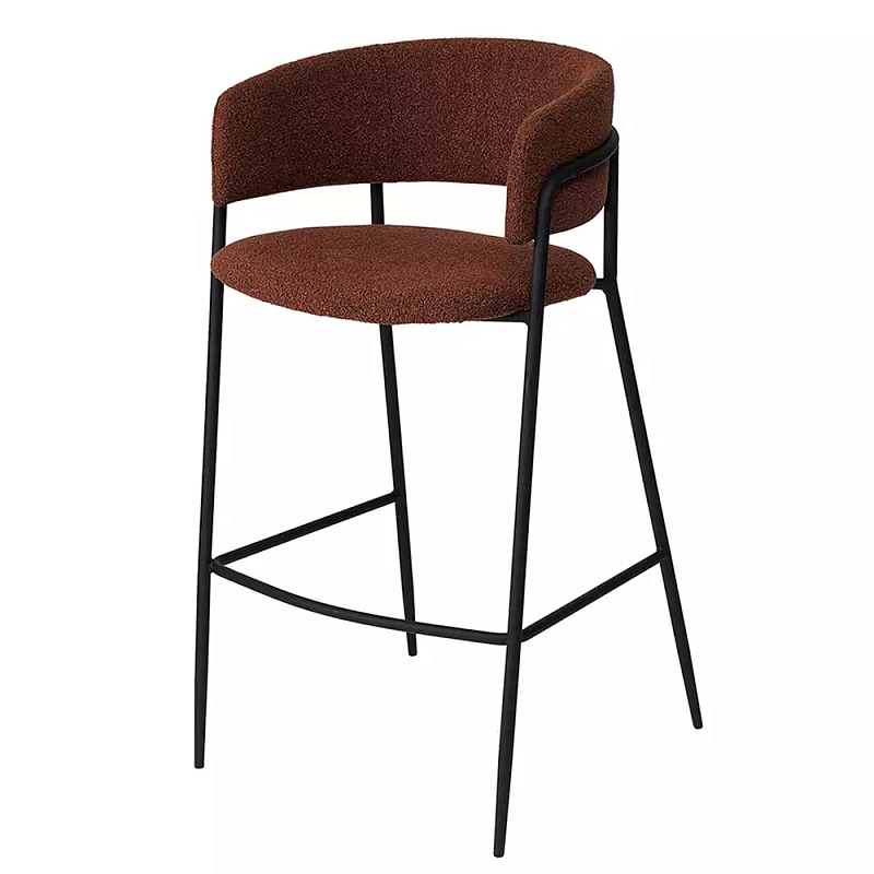 Стул полубарный с каркасом из металла и мягким сиденьем и спинкой Soft and Practical Капучино Терракотовый Стул полубарный с каркасом из металла и мягким сиденьем и спинкой Soft and Practical Капучино Терракотовый в Рязани | Loft Concept