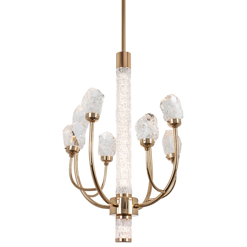 Люстра с декором в виде кристаллов из хрусталя Kenneth Crystal Stone Chandelier 8 Золотой Шампань Прозрачное Стекло Люстра с декором в виде кристаллов из хрусталя Kenneth Crystal Stone Chandelier 8 Золотой Шампань Прозрачное Стекло в Рязани | Loft Concept