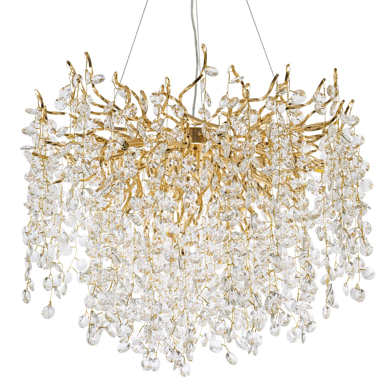 Люстра с хрустальными подвесками на металлических ветках Fairytree Light Gold Chandelier 14 Золотой Прозрачный Люстра с хрустальными подвесками на металлических ветках Fairytree Light Gold Chandelier 14 Золотой Прозрачный в Рязани | Loft Concept