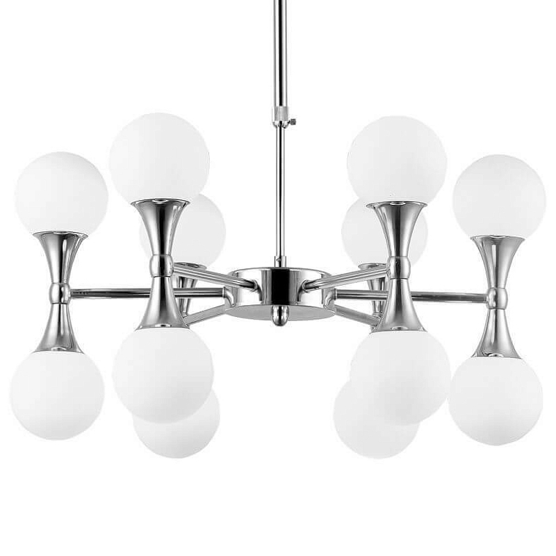 Люстра Ball Valley Chandelier Chromium 12 Белый Хром Люстра Ball Valley Chandelier Chromium 12 Белый Хром в Рязани | Loft Concept