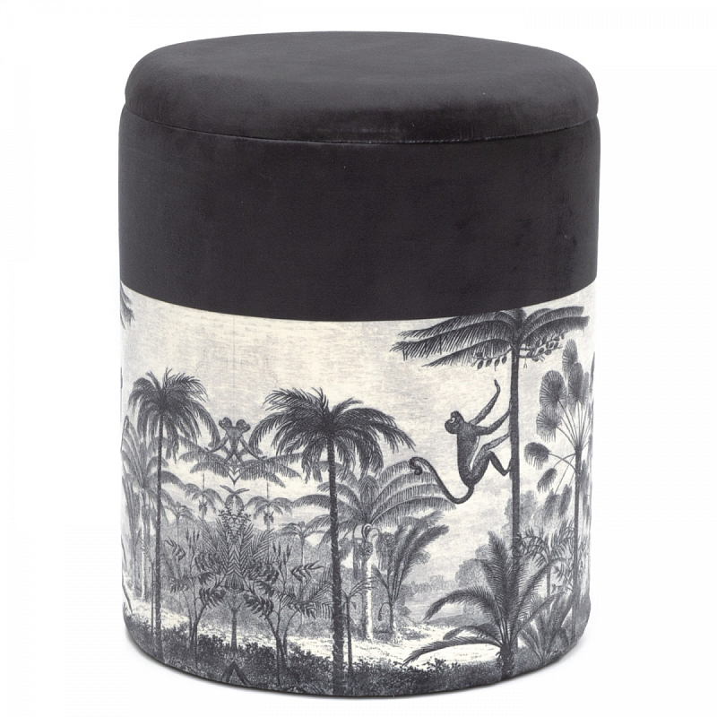 Пуф PUF Jungle Print с крышкой Мульти Черный Пуф PUF Jungle Print с крышкой Мульти Черный в Рязани | Loft Concept