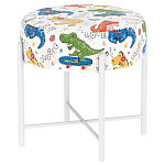 Пуф детский круглый с принтом на 4-х белых ножках Dinosaurs CHILDHOOD варинант исполнения - 1 | Loft Concept в Рязани