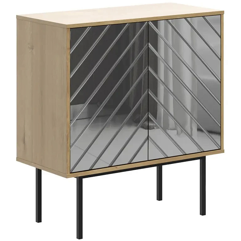 Шкаф-буфет с зеркальным декором Serena Cupboard Зеркало Бежевый Черный Шкаф-буфет с зеркальным декором Serena Cupboard Зеркало Бежевый Черный в Рязани | Loft Concept