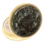 Таблетница карманная круглая с 3-мя отделениями и накладкой из натурального камня Серафинит Gold Stone Pillboxes варинант исполнения - 2 | Loft Concept в Рязани