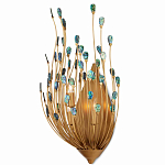 Бра настенное золотое с декором из бирюзовых элементов Peacock Tail варинант исполнения - 2 | Loft Concept в Рязани