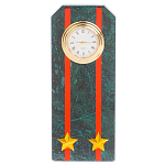 Часы погон ВС подарочные настольные из натурального камня Змеевик Military Clock варинант исполнения - 13 | Loft Concept в Рязани