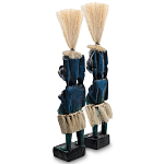 Комплект из 2-х деревянных статуэток Asmat Straw Headdress Statuettes Dark Blue варинант исполнения - 2 | Loft Concept в Рязани