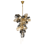 Люстра подвесная вытянутой формы с плафонами из стекла и металла с двумя вертикальными подвесками Gilded Mirage  варинант исполнения - 2 | Loft Concept в Рязани