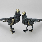 Статуэтка бронзовая пара Фазаны синие Bronze Birds варинант исполнения - 4 | Loft Concept в Рязани